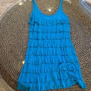 Blue Ruffled Sleeveless Dress